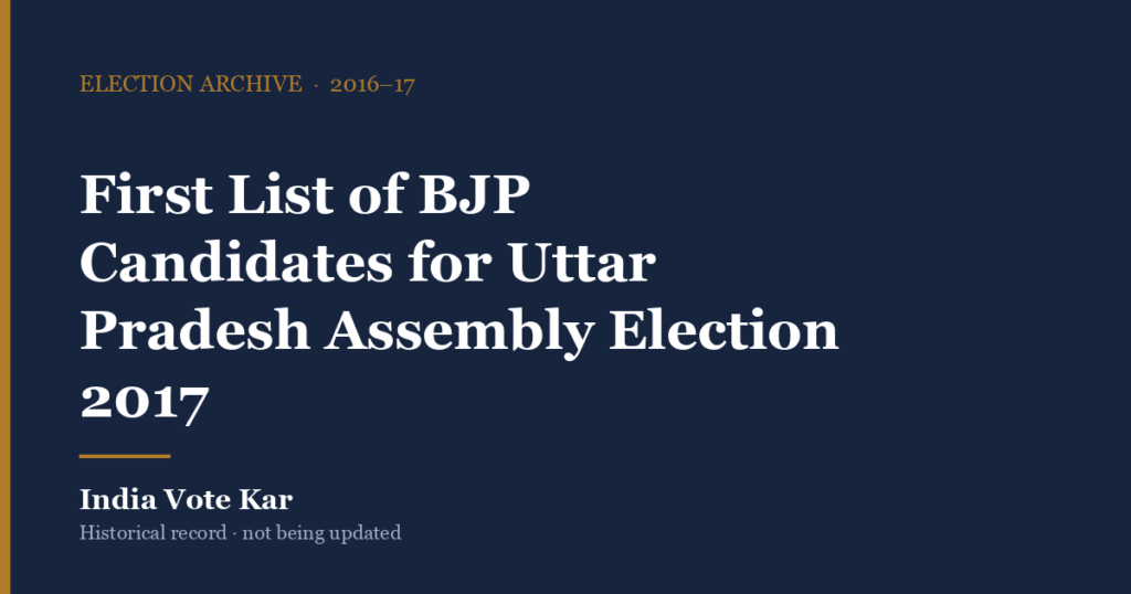 First List of BJP Candidates for Uttar Pradesh Assembly Election 2017, India Vote Kar election archive