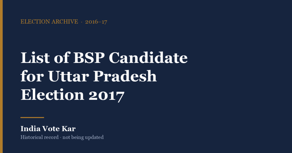 List of BSP Candidate for Uttar Pradesh Election 2017, India Vote Kar election archive