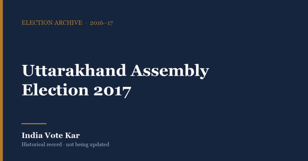 Uttarakhand Assembly Election 2017, India Vote Kar election archive